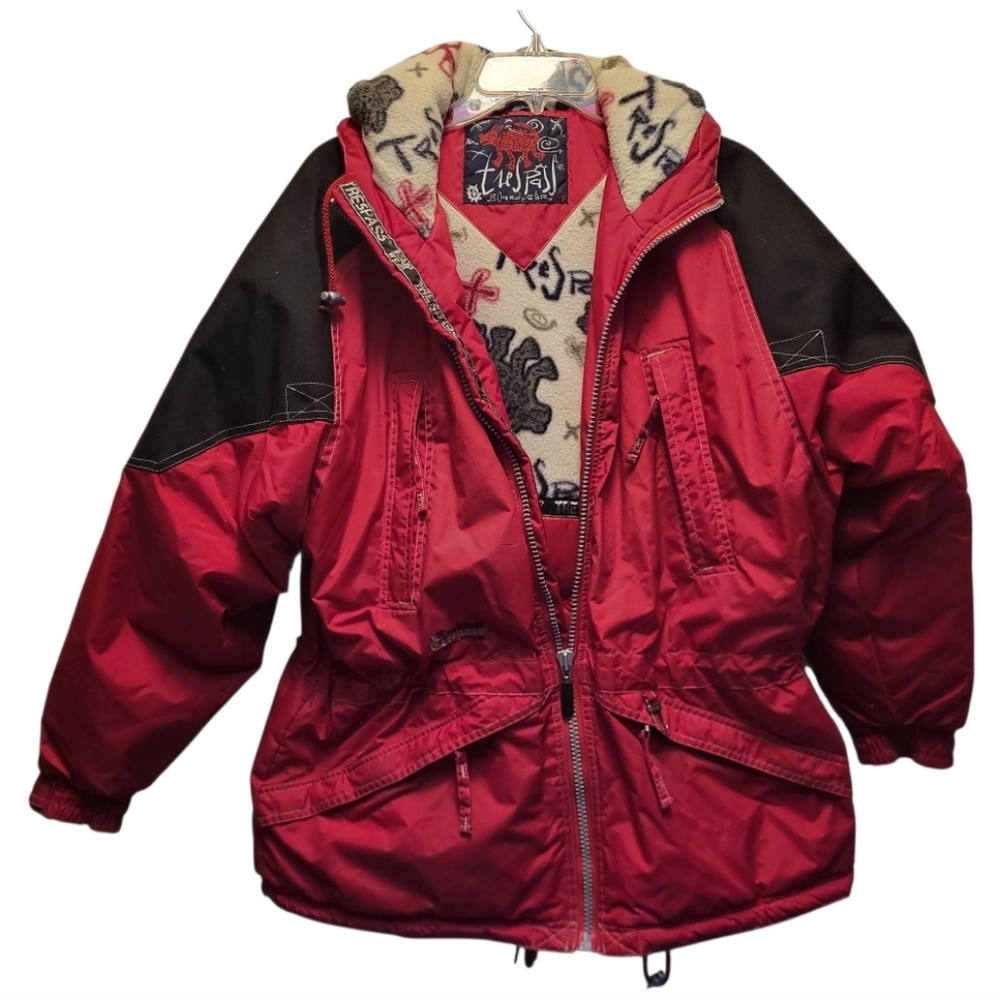 Vintage Trespass Boardware Men's Red and Black Jacket with Hoodie - Size L - Picture 1 of 11